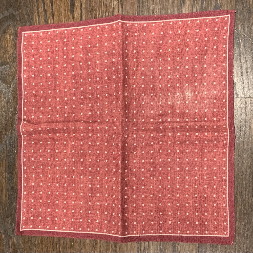 SUITSUPPLY Polka Dot Pocket Square - Red Linen